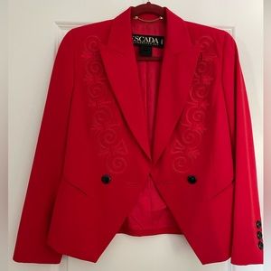 Escada red embroidered blazer